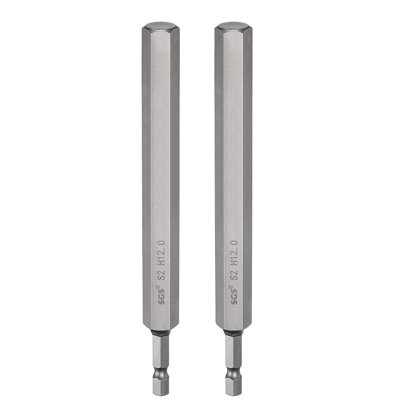 sourcing map 2pcs H12.0 Hex Head Drill Bit Wrench 12mm Metric Flat Tip 1/4" Hex Shank 250mm (10") Long Magnetic Hexagonal Screw Driver Socket Industrial Screwdriver Power Bits