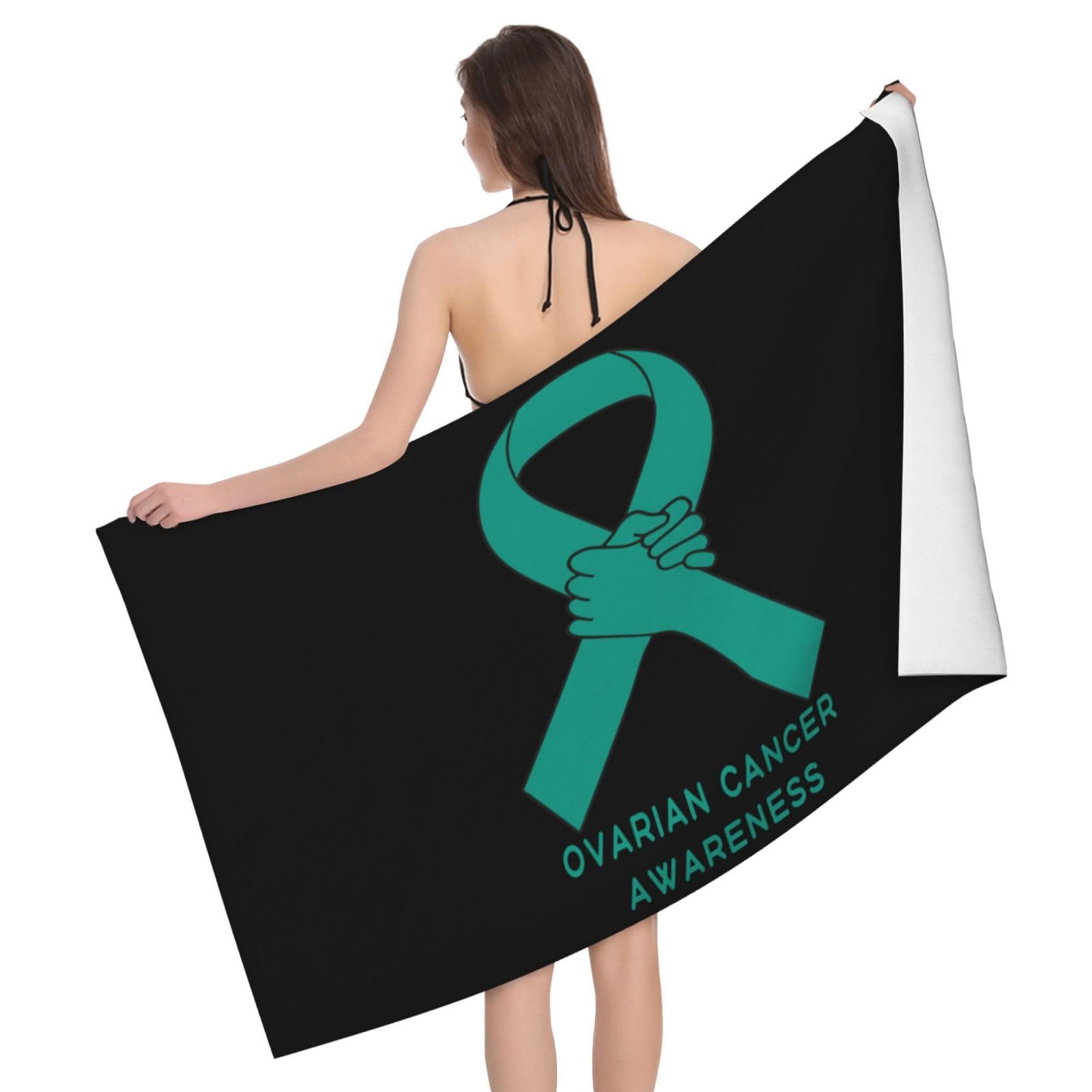 HLBSDM Microfiber Ovarian Cancer Awareness Beach Towel Quick Dry Soft Sand Free Beach Towels for Pool Swim Beach Lightweight Thin Towels