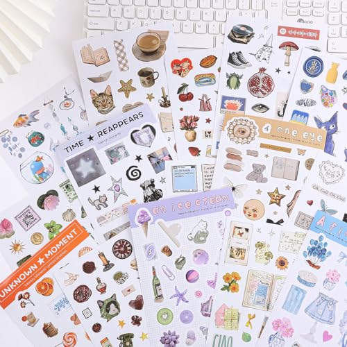 Image of Girl's Korean Sticker Book, Food and Daily Life Theme - 1300+ Cute Dream Style Foodie Stickers, for DIY Scrapbooking Journaling Handbook Decoration Pink