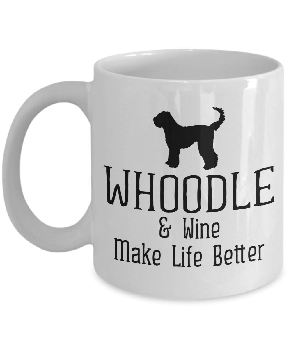SnowLion Whoodle & Wine Make Life Better 11oz Ceramic Coffee Mug - Perfect Dog Lover Gifts, Wine Lovers Gifts for Dad Mom Him or Her