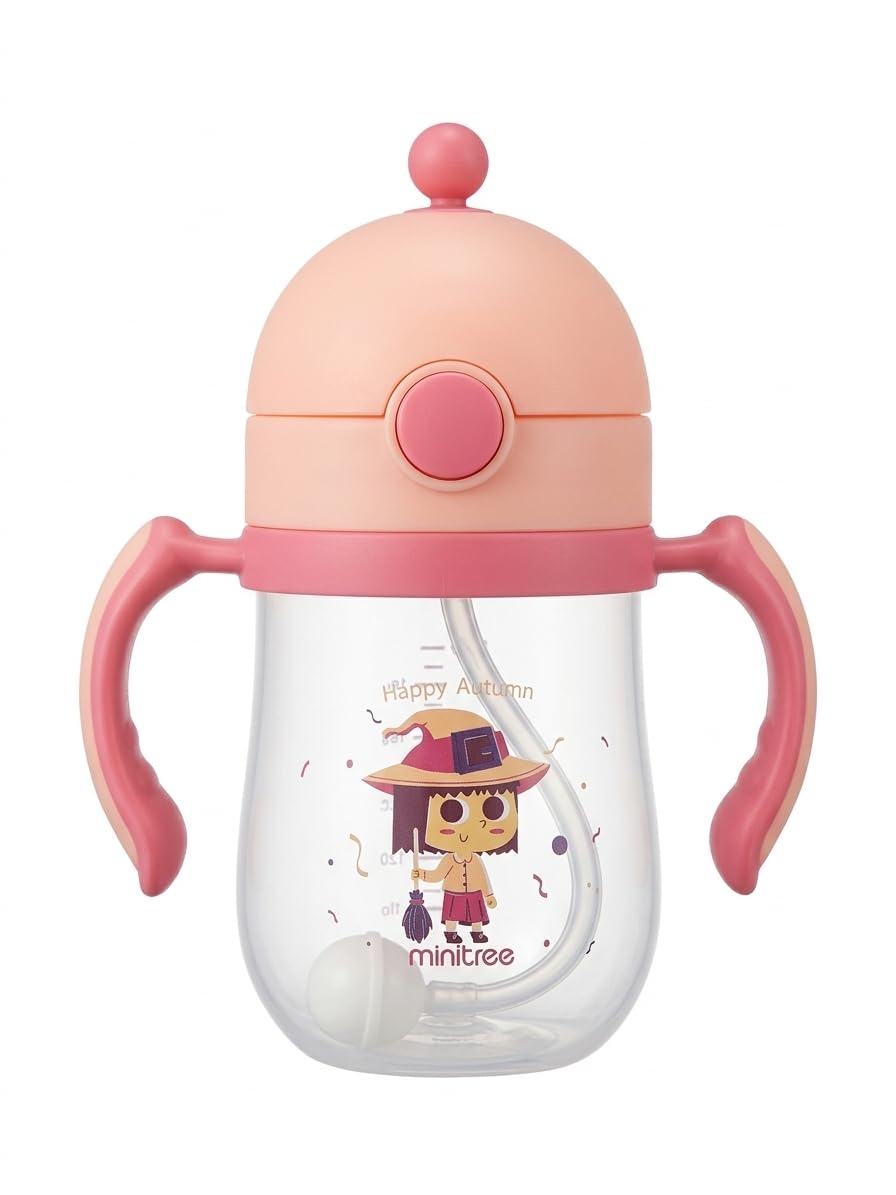 Baby Training Sipper Cup 240 ml with Straw & Handles | Leakproof Toddler Drinking Cup | BPA Free Water Bottle for 1–2 Year Old | Feeding Cup with Measurement Marking - Pink-picture-39