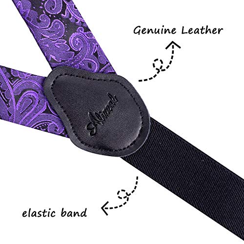 Alizeal Boys Paisley Adjustable Pre-tied Bow Tie and Clips Suspenders Set4