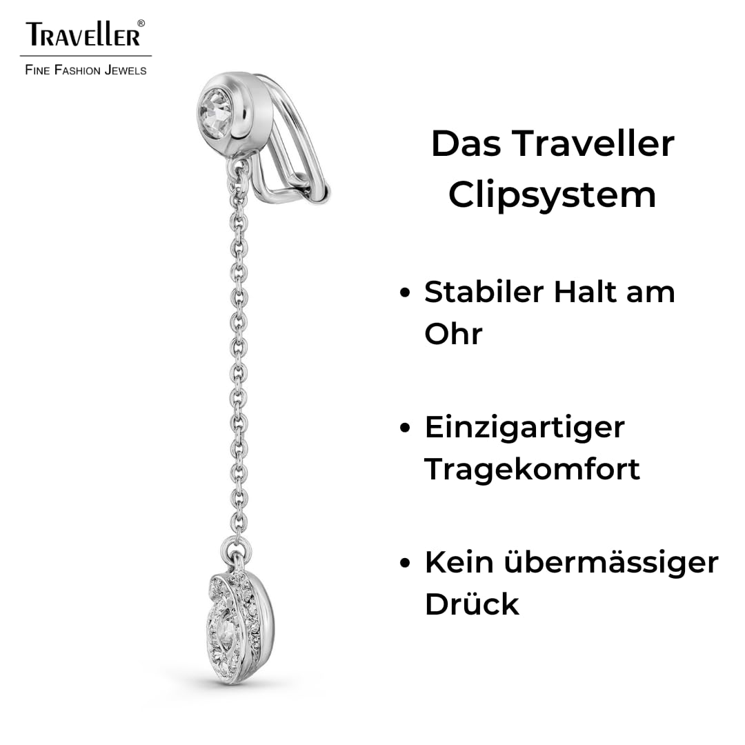 Traveller Ohrclip - Hänger - Platiniert - Kristalle - 50mm - 157709
