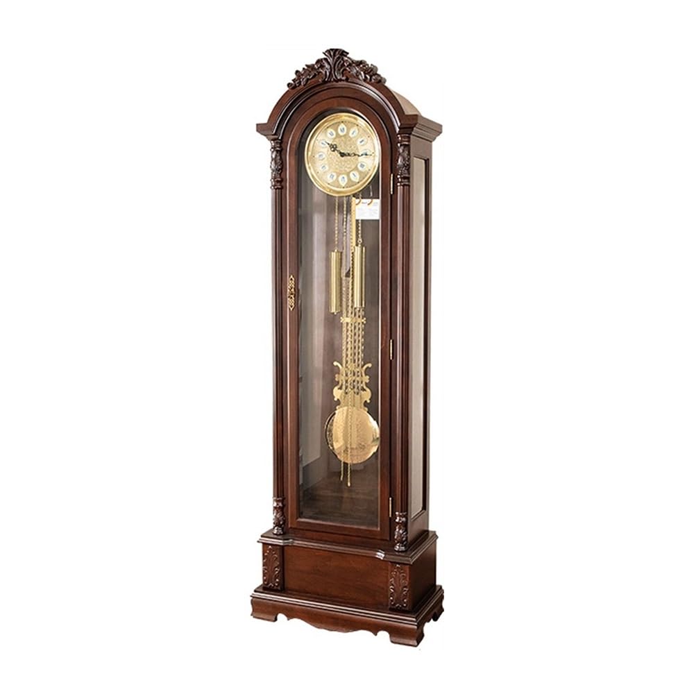 RUNZE765Z Vintage Standing Clock Floor Clock, Coffee Home Decor, Grandfather Timepiece with Cable-Driven Triple-Chime Movement Art Decor