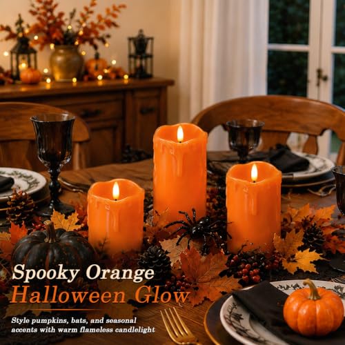 Image of Homemory Black Drip Real Wax Flameless Candles with Remote Timer, Set of 3