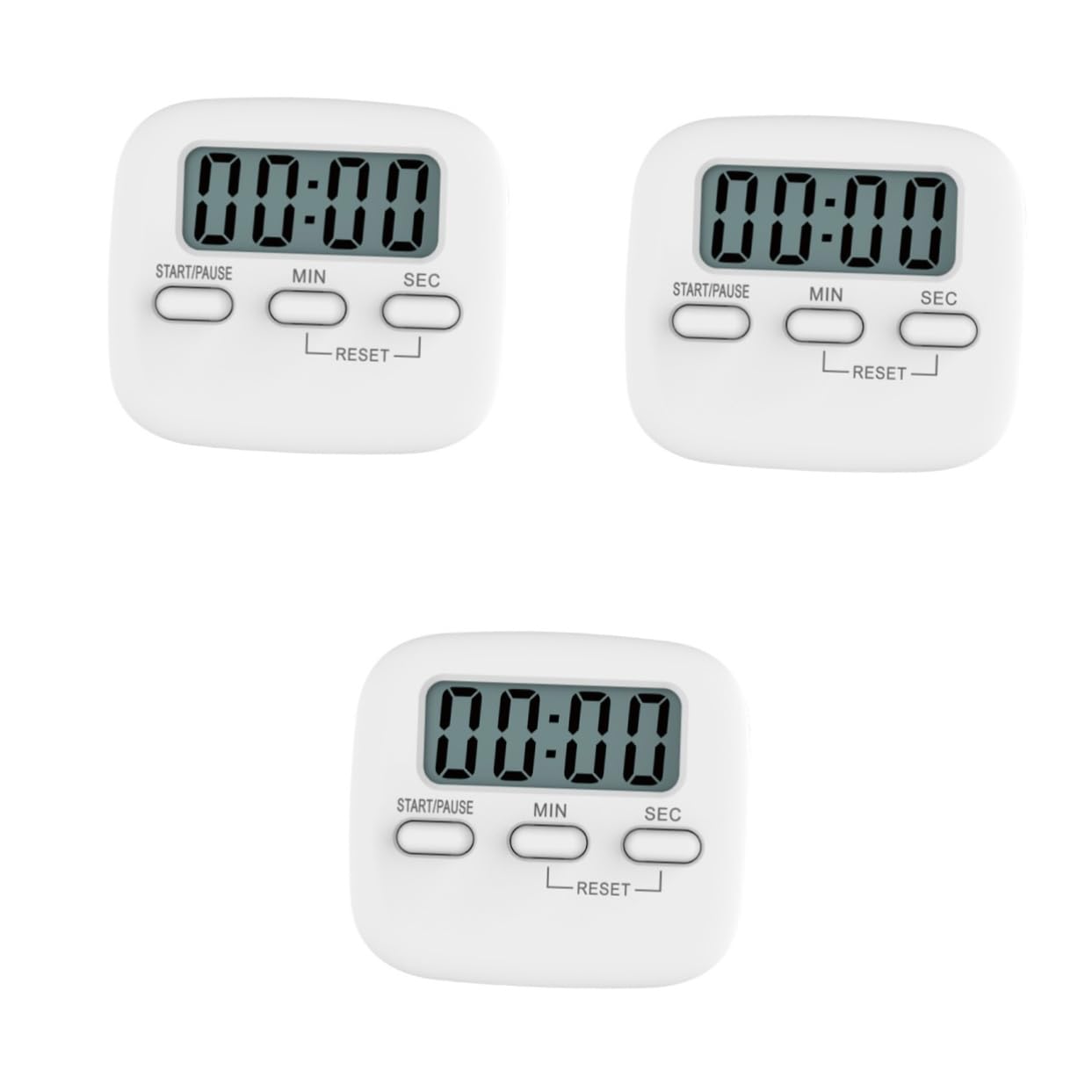 6pièces Minuteur Digital avec Alarmes pour Cuisine Et Chronomètre LCD Blanc avec Affichage Et Fort pour Salle De Bain Et Gym