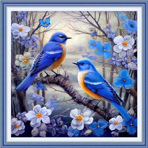 Image of Funxvoot Stamped Cross Stitch Kits Beginners Full Range of Embroidery Kits for Adults 11CT Embroidery Patterns Needlepoint Kits Printed Cross Stitch Kits - (Flower Birds 18x18 inchs)