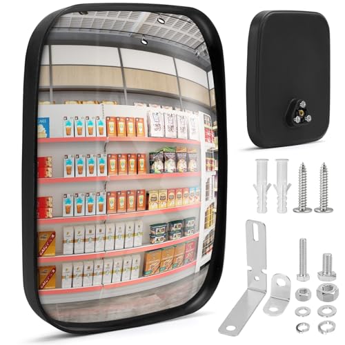 IIRC Rétroviseur de rue, 19 x 16 cm, grand angle réglable, miroir convexe pour sorties, garages, allées, entrepôts, cours, hôpitaux, magasins, intérieur et...