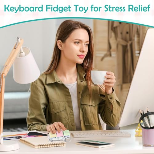 Image of 2 Pcs Keyboard Fidget Toy for Adults Fidget Keyboard Clicker Toys with LED Lights Keyboard Clicker Fidget Toy Stress Relief (3 in 1 Lighting)