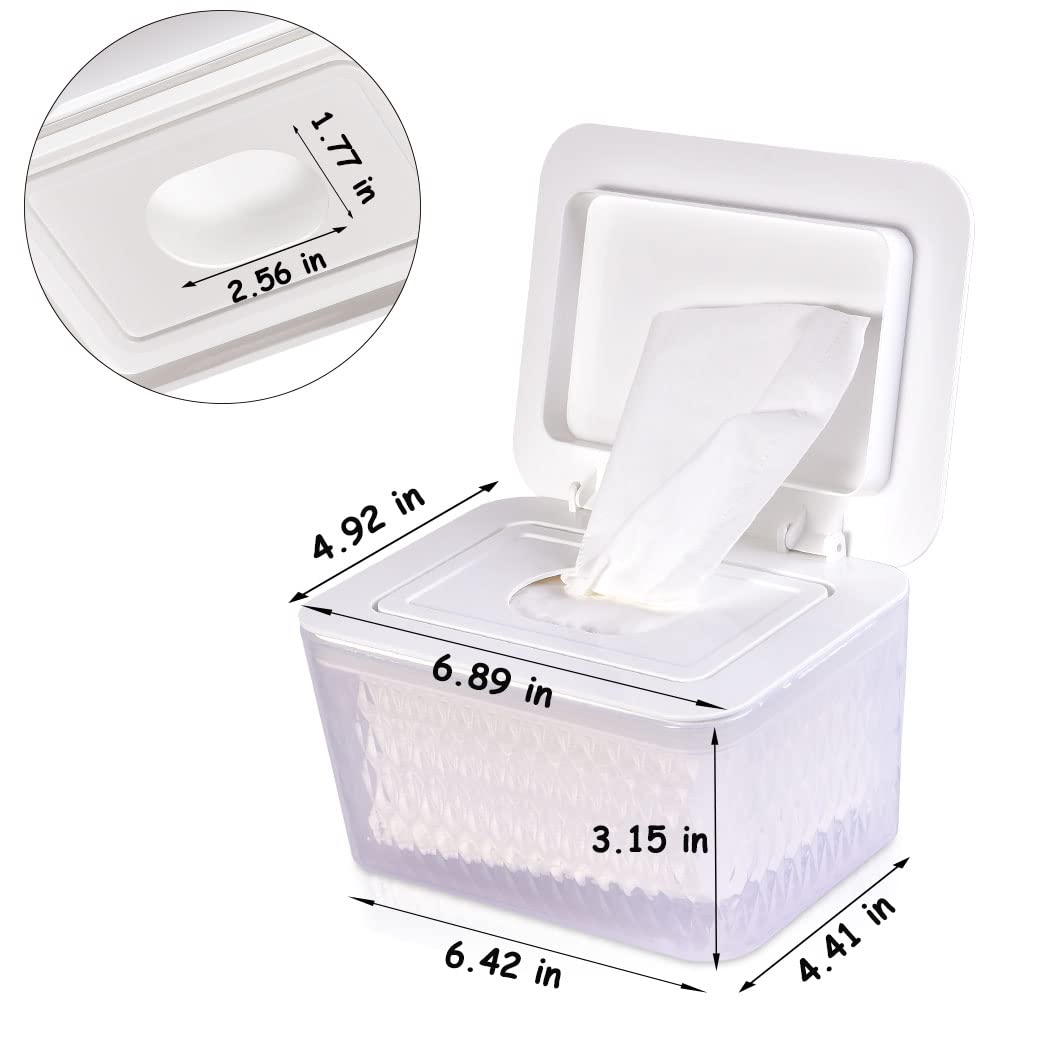 Dispensador de toallitas y bolsa de pañuelos/bolsa de pañuelos, funda para toallitas con tapa segura de sellado de humedad, patas de goma antideslizantes y diseño de sellado que mantiene las
