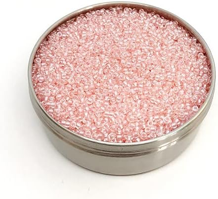 0.71oz Rocailles PRECIOSA Seed Beads 80, Crystal Pearl Pastel Pink Delay