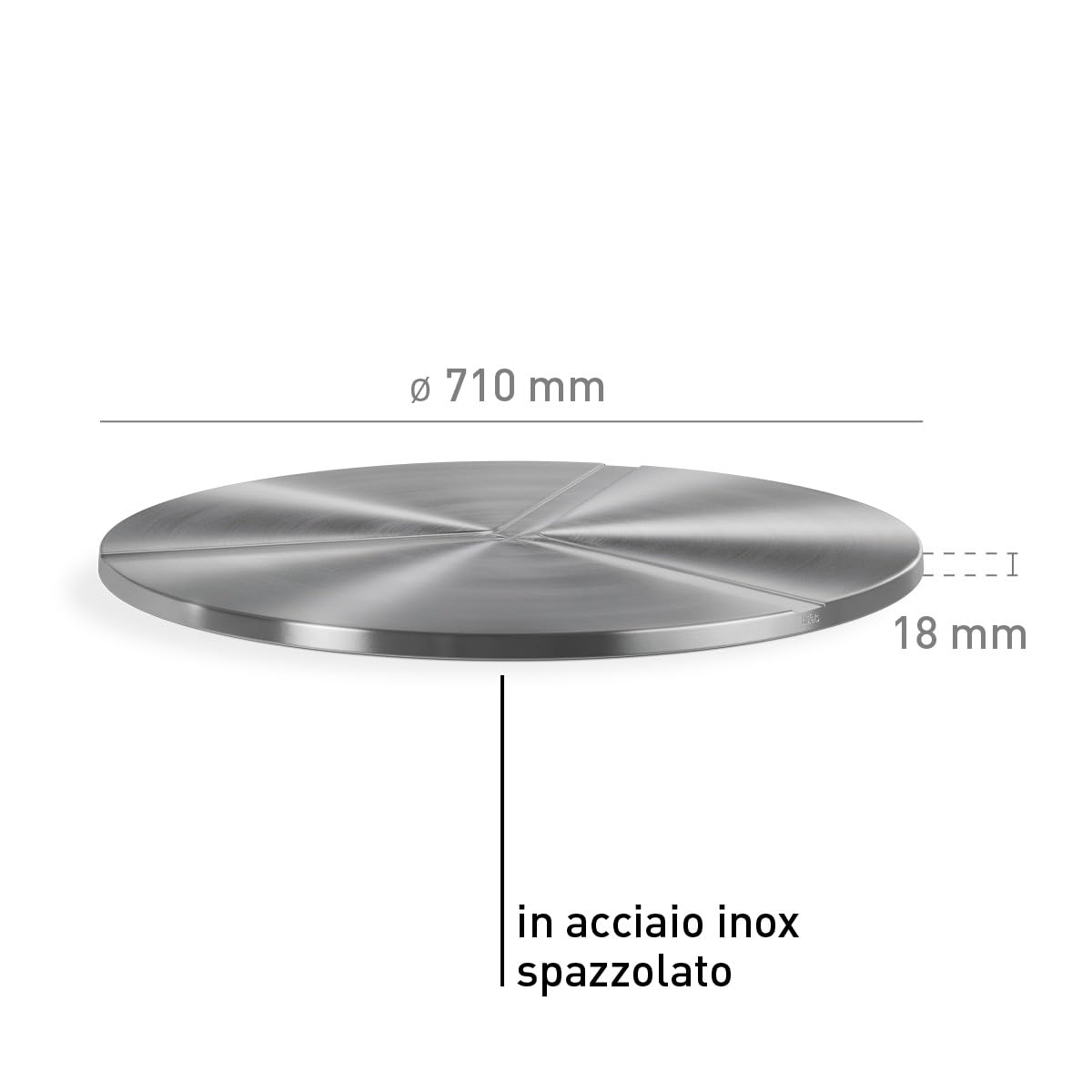 höfats - Coperchio BOWL 70 – Copertura per braciere per evitare scintille – antiscivolo e resistente alle oscillazioni, il coperchio curvo impedisce l'accumulo di acqua – in acciaio inox spazzolato