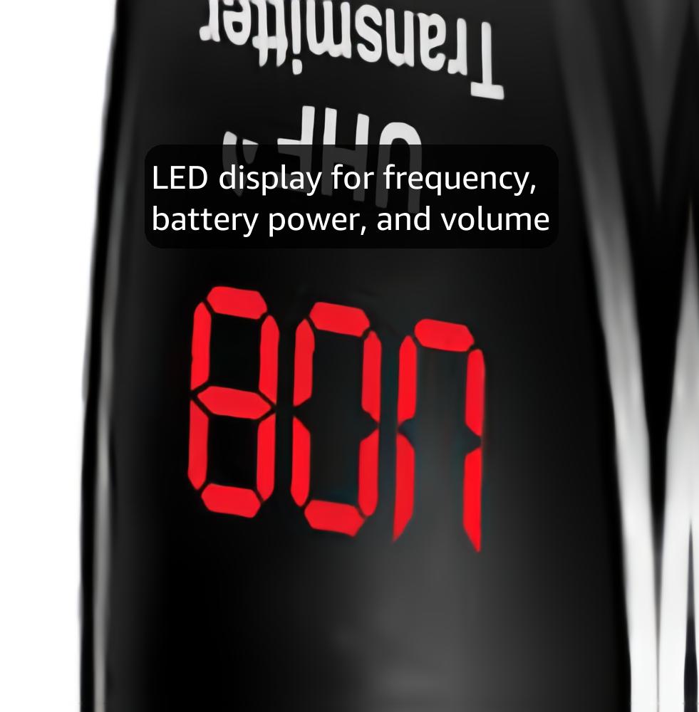 Wireless Saxophone Microphone, UHF Microphones for Sax, Charging Clip Mic with Digital Display, for Trumpet Tuba Trombone Cornet FrenchHorn Instrument Practice Teaching Street Bars Stage Performance