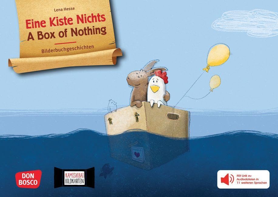 Eine Kiste nichts. A box full of nothing. Kamishibai Bildkartenset: Eine tierisch lustige Bilderbuchgeschichte für das Erzähltheater auf Englisch und Deutsch. Gefällt Kindern von 3 bis 6 Jahren