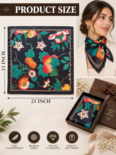 Image of Ravaiyaa - Attitude is everything Women Printed Silk Bandana 21 x 21 Inch Square Headband & Hair Wrap, Soft & Versatile | Fashion Neck Wrap