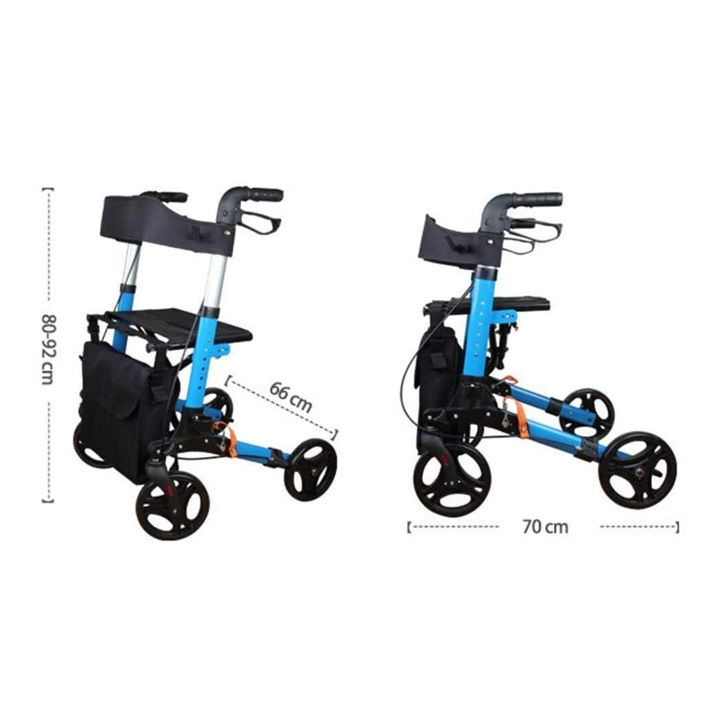 Deambulatore deambulatore in alluminio, leggero, pieghevole, con sedile e ruote, supporto per anziani e disabili