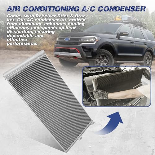 Image of Air Conditioning A /C Condenser Compatible with Ford F-150 Expedition; Lincoln Navigator # 3975, BL3Z19712B, BL3Z19712C, FO3030233