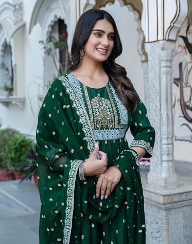 Image of SIRIL Women's Rayon Viscose Printed Kurta Pant with Dupatta Set