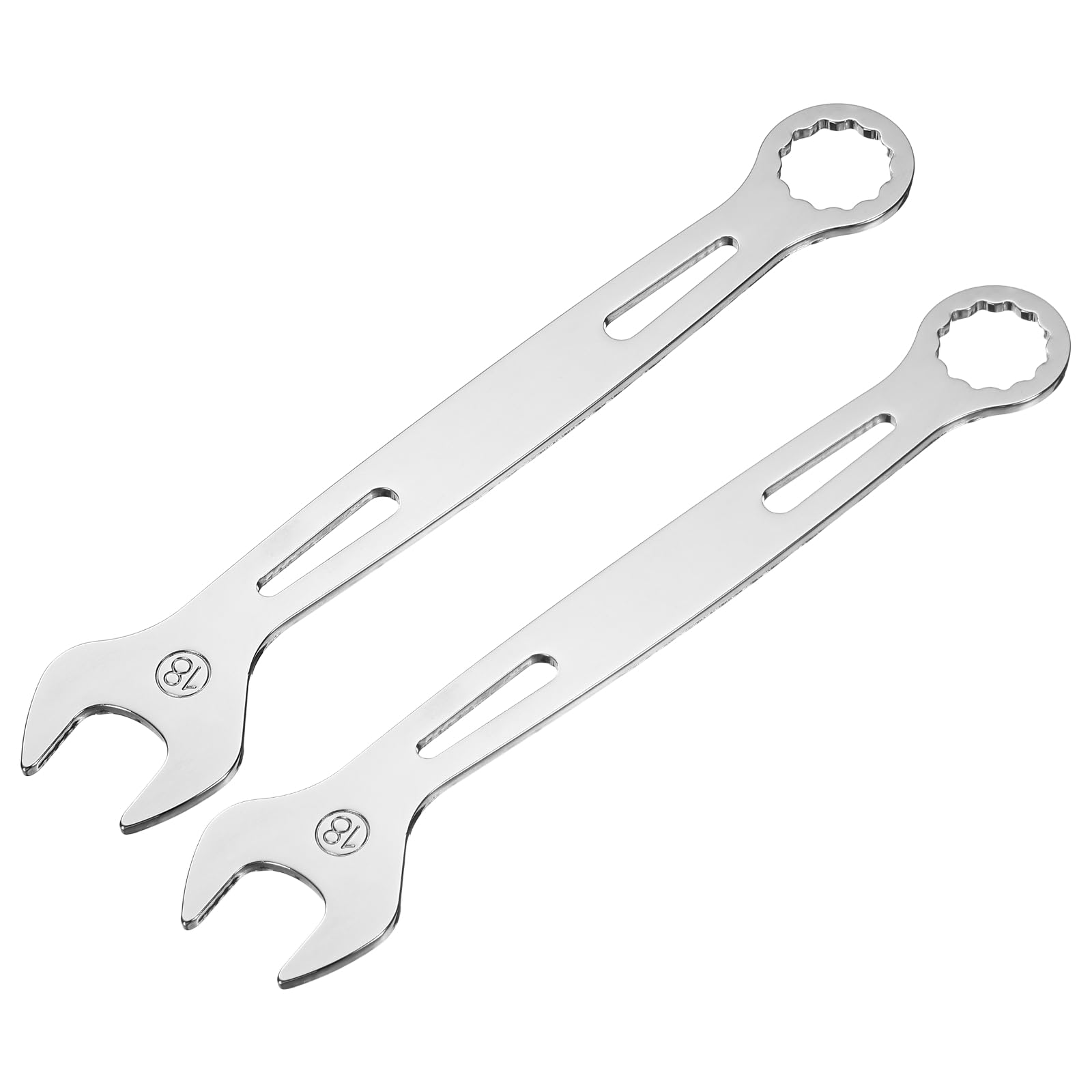 sourcing map 2Pcs Combination Wrench 18mm Metric Super Thin 12-Point Box and Open End Chrome Vanadium Steel Double Ended Spanner Tool for Automotive Furniture Machinery DIY Repair, Silver โ image 1