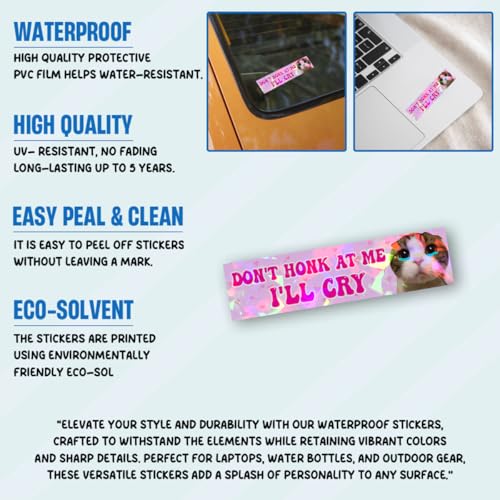 Image of 3 Pcs Please Don't Honk at Me I'll Cry Sticker, Dont Honk at Me Bumper Sticker, Dont Honks at Me Stickers, Don't Honks at Me Decal, Funny New Driver Stickers for Car Truck Laptop Phone 5 inch (H1 HO)