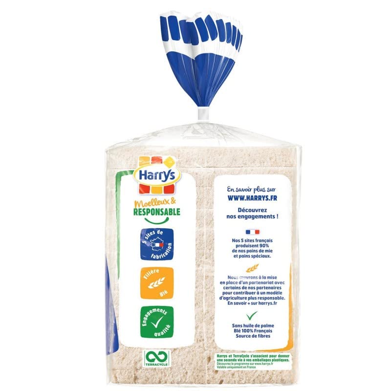 Epicerie HARRYS-100% Mie Pain De Mie Sans Croûte Nature Grandes Tranches 500G-Lot De 4-Vendu Par Lot