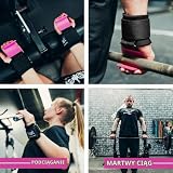 BEAST RAGE Podnoszenie ciężarów Haki Paski na nadgarstki Grube neoprenowe wyściełane gumą Owijki fitness Antypoślizgowe Uchwyty do podciągania się Trening Siłownia (Pink)