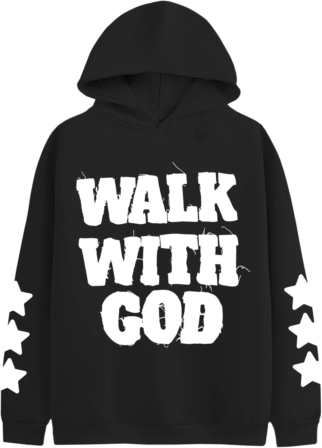 Christian Hoodies for Men Walk With God Religious Sweatshirts Jesus Bible Verse Hoodie Star Graphic Pullover Top