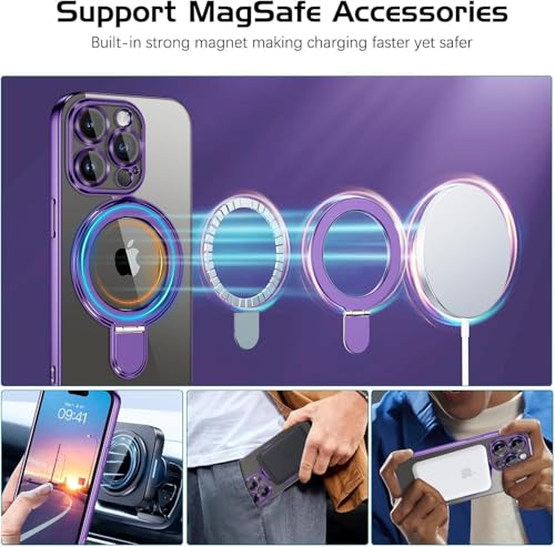 Coque iPhone 15 Pro Max fine magnétique violette pour éviter les bris d'écran