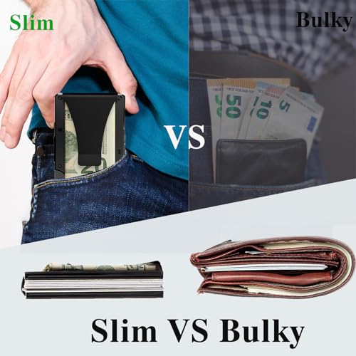 Image of Minimalist Wallet with RFID Blocking for Men,Slim Credit Card Holder with Aluminum Money Clip Wallet for Men and Women,Metal Wallets for Mens Front Pocket as Gifts