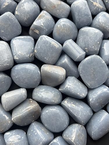 Image of Tumbled Stones, Natural Crystal Healing Stones, Home Office Decor, Aquarium Decorative Pebbles, Vase Fillers (Blue Lace Agate, 50)
