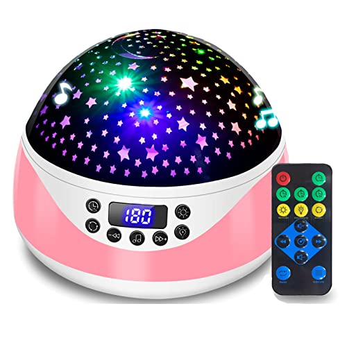 Night Light Projector,Night Lights for Kids Room,Night Light for Babies Sleeping with Timer Music,8 Colors Changing Star Night Light Projector,360 Degree Rotating Baby Night Light with Remote Control