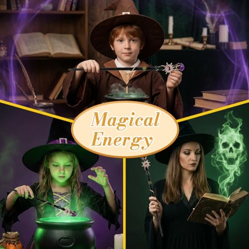 Image of PATPAT Natural Crystal Magic Wand Handmade Witch Wand with Gemstone Details for Cosplay Halloween Parties Photography and Decorative Display