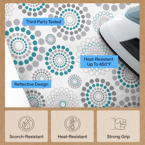 Image of Gorilla Grip Reflective Silicone Ironing Board Cover, 15x54, Fits Large, Standard Boards, Pads Resist Scorching and Staining, Elastic Edge Covers, Thick Padding, No Fasteners Needed, Turquoise Spiral