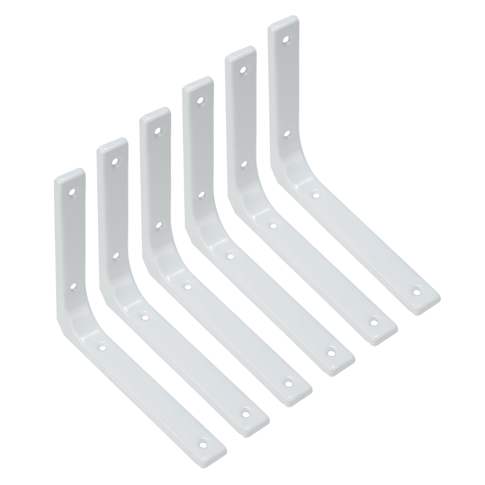 6 Pcs Floating Shelf BracketsMetal Wall Brackets for Shelves, Shelving Brackets, 90 Degree Right Angle Shelf Support Bracket Corner Braces Wall Mounted for Home Kitchen Bedroom (White, 150*125)