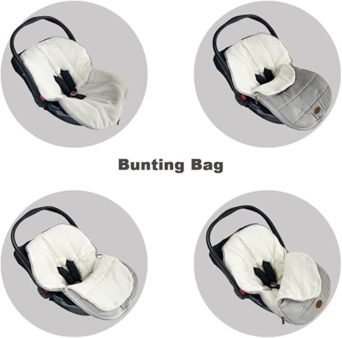 Miniatura 9 de Funda para asiento de automóvil+bolsa de banderines para asiento de automóvil integrada en 1, impermeable, anti-frío, para invierno, cochecito,