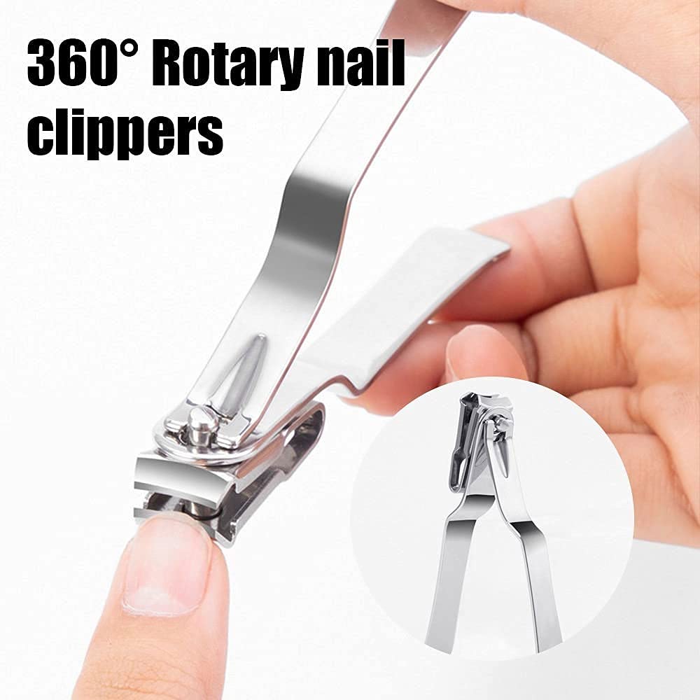 XIANGFAZJD Cortauñas Cajas de uñas 2 unids con Cabezas giratorias de 360 ​​Grados de uñas de Acero Inoxidable para uñas de uñas para el hogar portátil