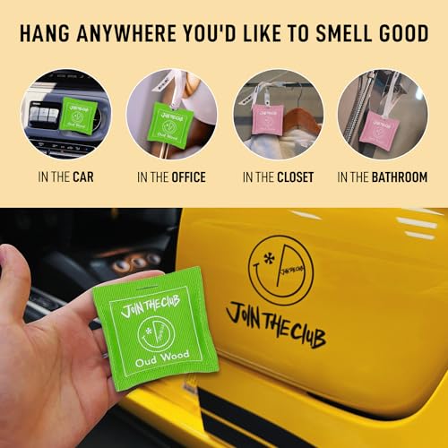 Image of Join The Club Hanging Air Freshener Sachets w /Natural Essential Oils for Car & Home Aromatherapy Fragrance Scent Packets - Oud Wood & Sexy Bomb Scent