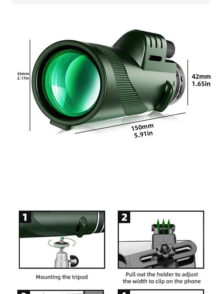 Tragbares Zoom, HD, 5000 m, zusammenklappbares Fernrohr, Mini-Hochleistungs-Teleskop für Jagd, Sport, Outdoor, Camping, Reisen
