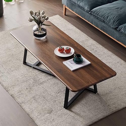 Table basse rectangulaire moderne avec cadre en bois pour salon