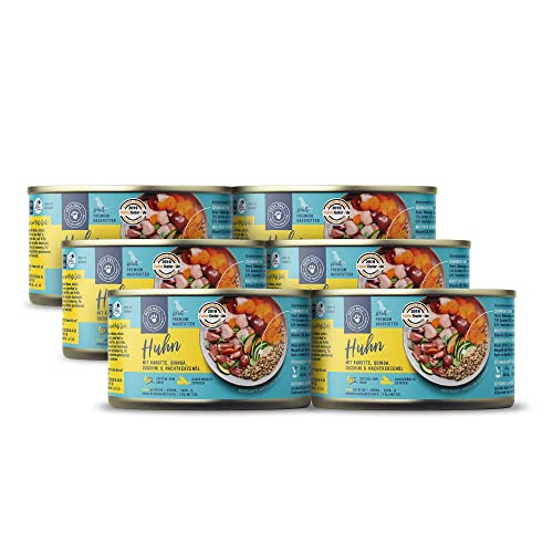 Hundefutter nass 1,2 kg - 6er-Pack | Huhn mit Karotte, Quinoa, Zucchini und Nachtkerzenöl Cover