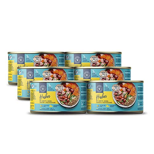 Hundefutter nass 1,2 kg - 6er-Pack | Huhn mit Karotte, Quinoa, Zucchini und Nachtkerzenöl