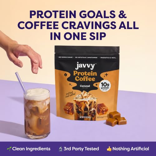 Image of Javvy Protein Coffee for Cold Brew & Iced Coffee, Pumpkin Spice | 10g Whey Protein, 100% Natural Cold Brew, Zero Artificial Flavors & Sweeteners, 80mg Caffeine, No Added Sugar