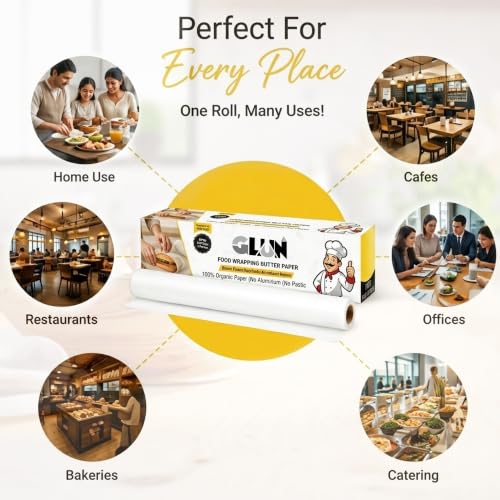 Image of GLUN 55Meter Roti Cover Wrapping Paper Roll, Non-Stick Back Food Wrapping Paper, Roti Wrapping, Baking Non-Stick, Re-Heatable, Oven Safe Paper