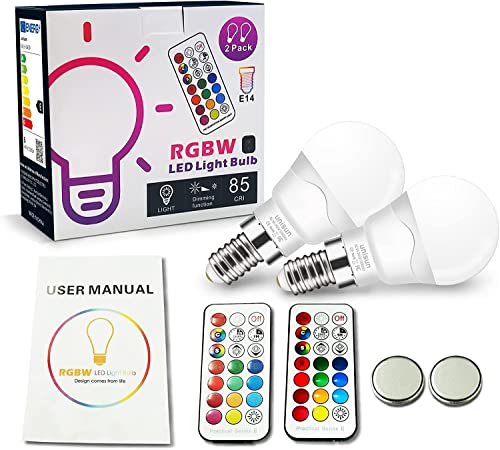 Unisun E14 led-gloeilamp met wisselende kleuren, dimbaar, equivalent aan 40 W, 2700 K RGB schroefgloeilampen met afstandsbediening, warmwitte energiebesparende nachtlamp (verpakking van 2 stuks) - Image 8