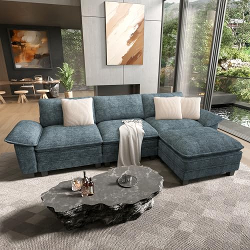 HERA'S HOUSE 124" L Shaped Modern Cloud Sofa Modular Sectional