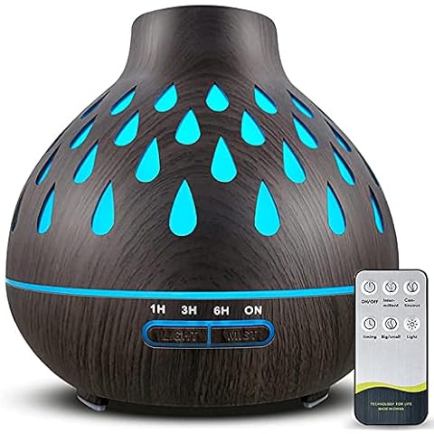 Essential Oil Diffuser, 500ml Oil Diffusers, 7 Color LED Lights, 4 Timer Settings, Waterless Auto Shut-Off, BPA-Free for Home/Baby Room/Living Room Cover