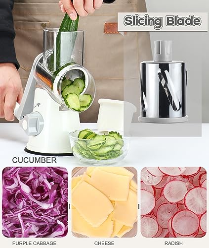 Ourokhome 315 Rotary Cheese Grater Hand Crank, Kitchen Shredder Speed Mandolin Slicer Nuts Grinder thumb #2
