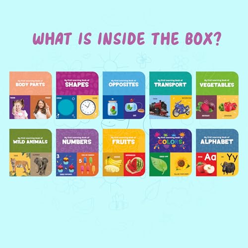 Image of My First Library Box Set of 10 Board Books | Baby Books for 1+ Year Old Baby & 2+ Year Old | Early Learning ABC Alphabet, Numbers, Animals & Colors | Kids Books | Gift for 1 Year Old Boy & Girl