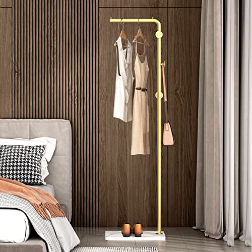 Vekoid Metal Coat Rack Freestanding With Natural Marble Base, Entryway Coats Hanger Stand With 3 Hooks, Home Hotel Hall Tree For Coats, Hats, Scarves, Clothes, And Handbags (Light Gold) #TOP2