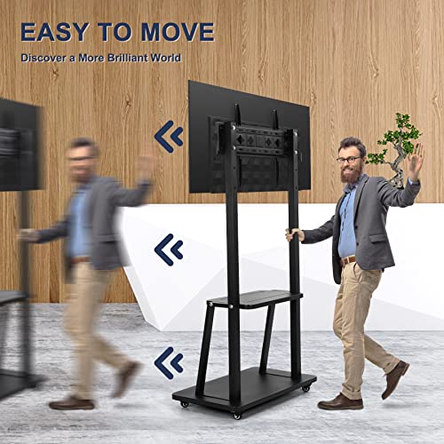 Maiproo Mobile Tv Cart Rolling Floor Stand For 32-70 Inch Lcd Led Oled Flat Panel Screens Smartboard Movable Holds Up To 100Lbs With Shelf Locking Wheel Height Ajustable Heavy-Duty #TOP4